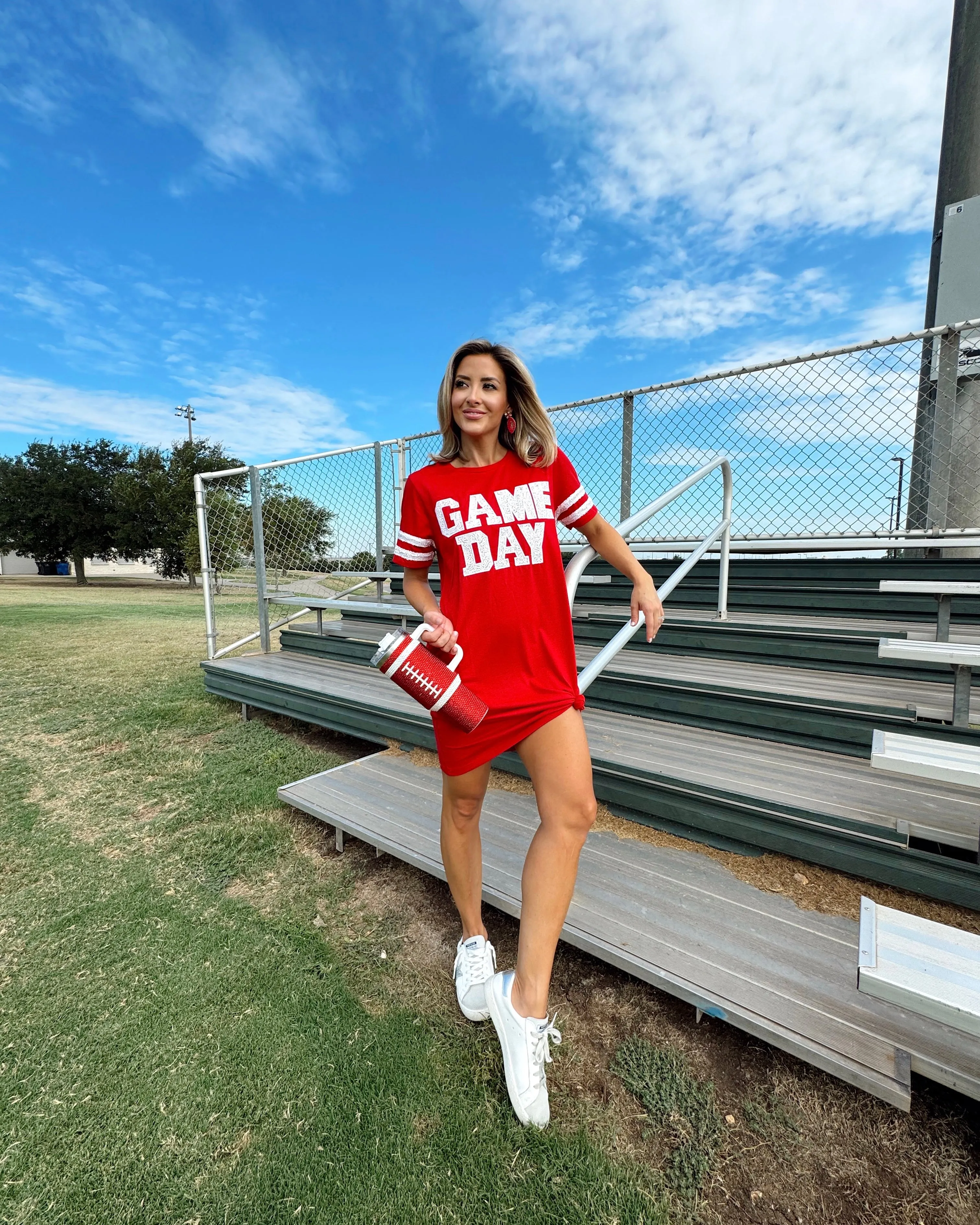 Red Sequin Game Day Dress With Pockets sold by Buddy Love product image thumbnail 4