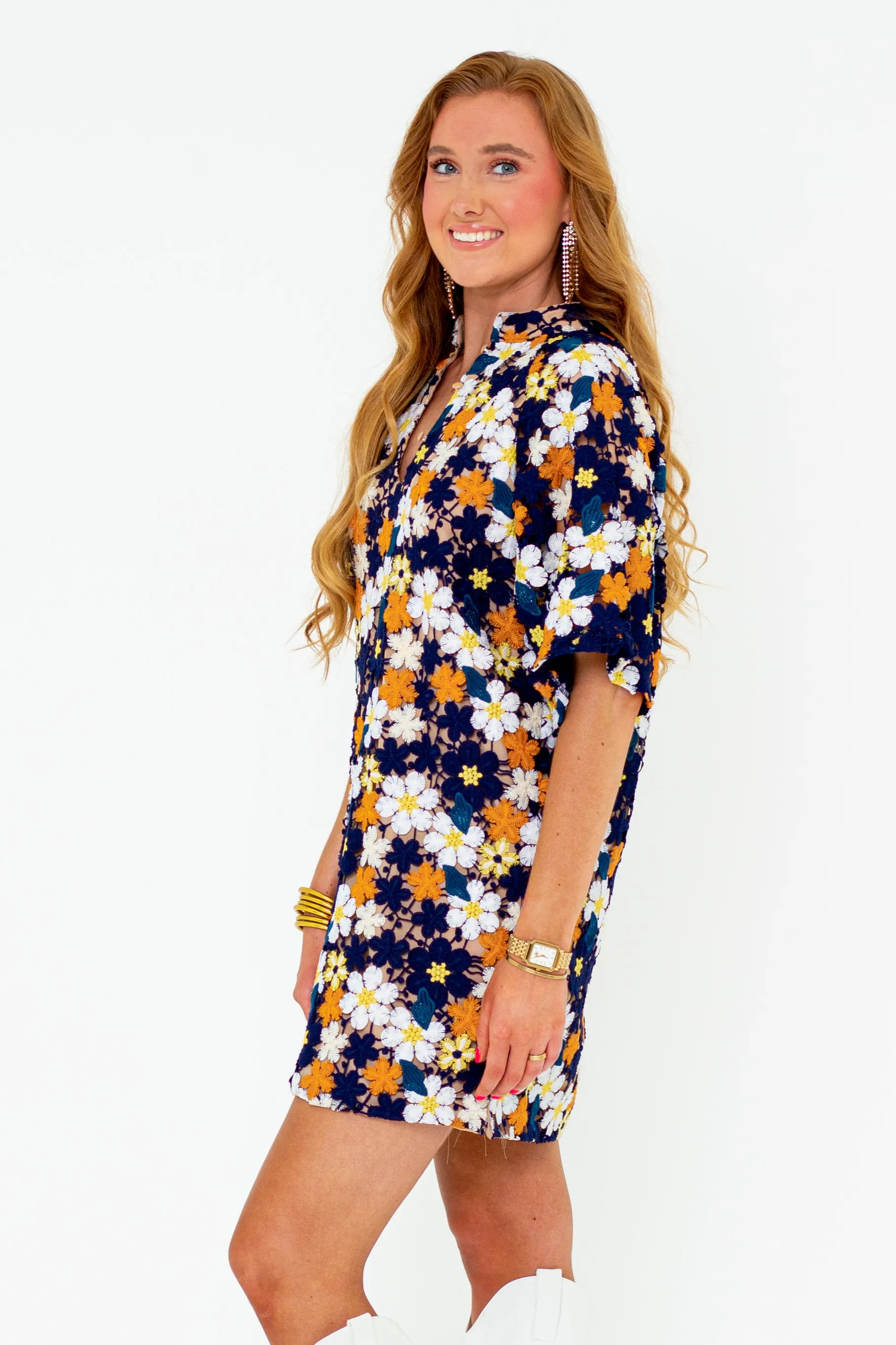 Lulu Short Sleeve Mini Caftan - Navy Blaze sold by Buddy Love product image thumbnail 4