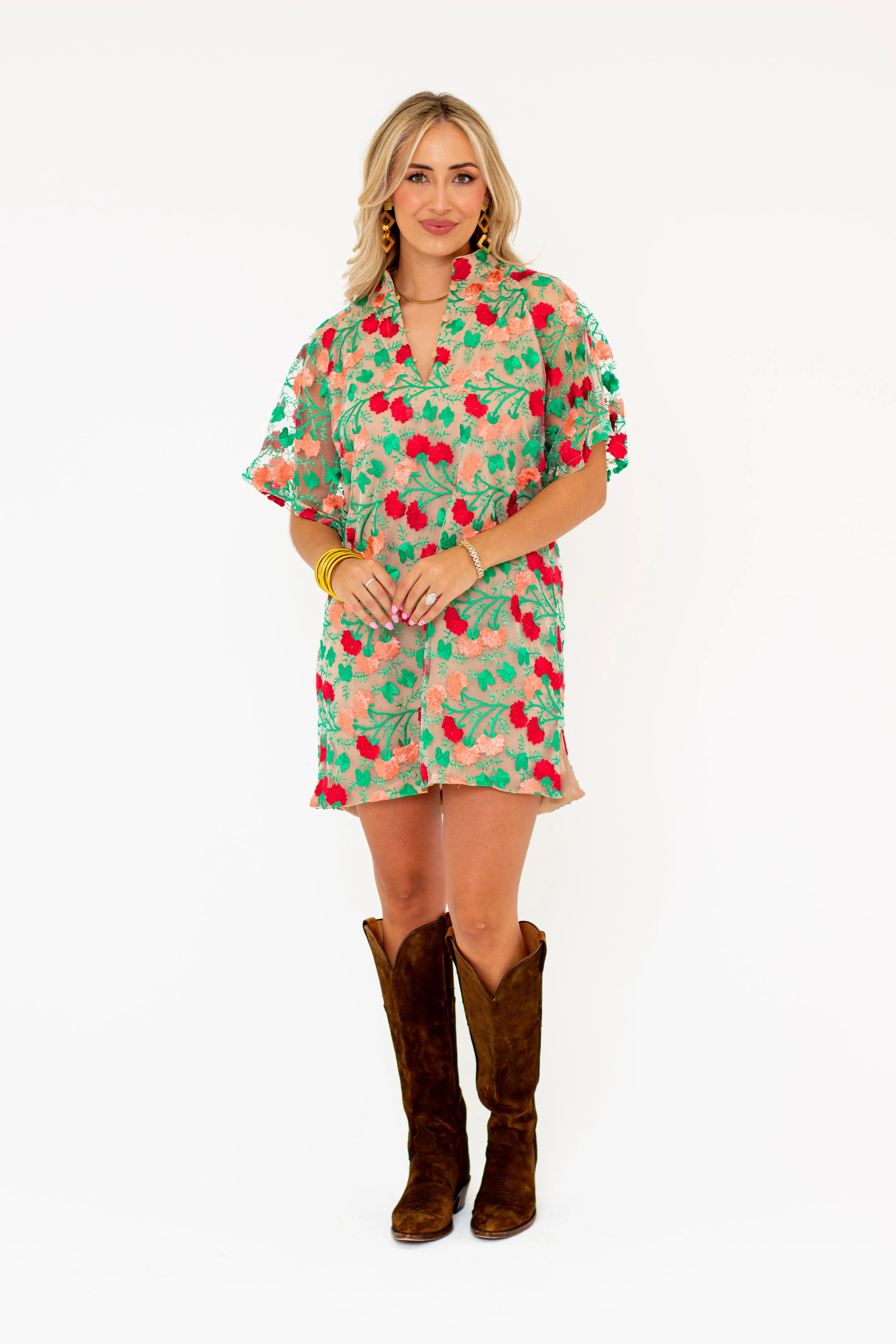 Lulu Short Sleeve Mini Caftan- Precious Coral sold by Buddy Love product image thumbnail 2