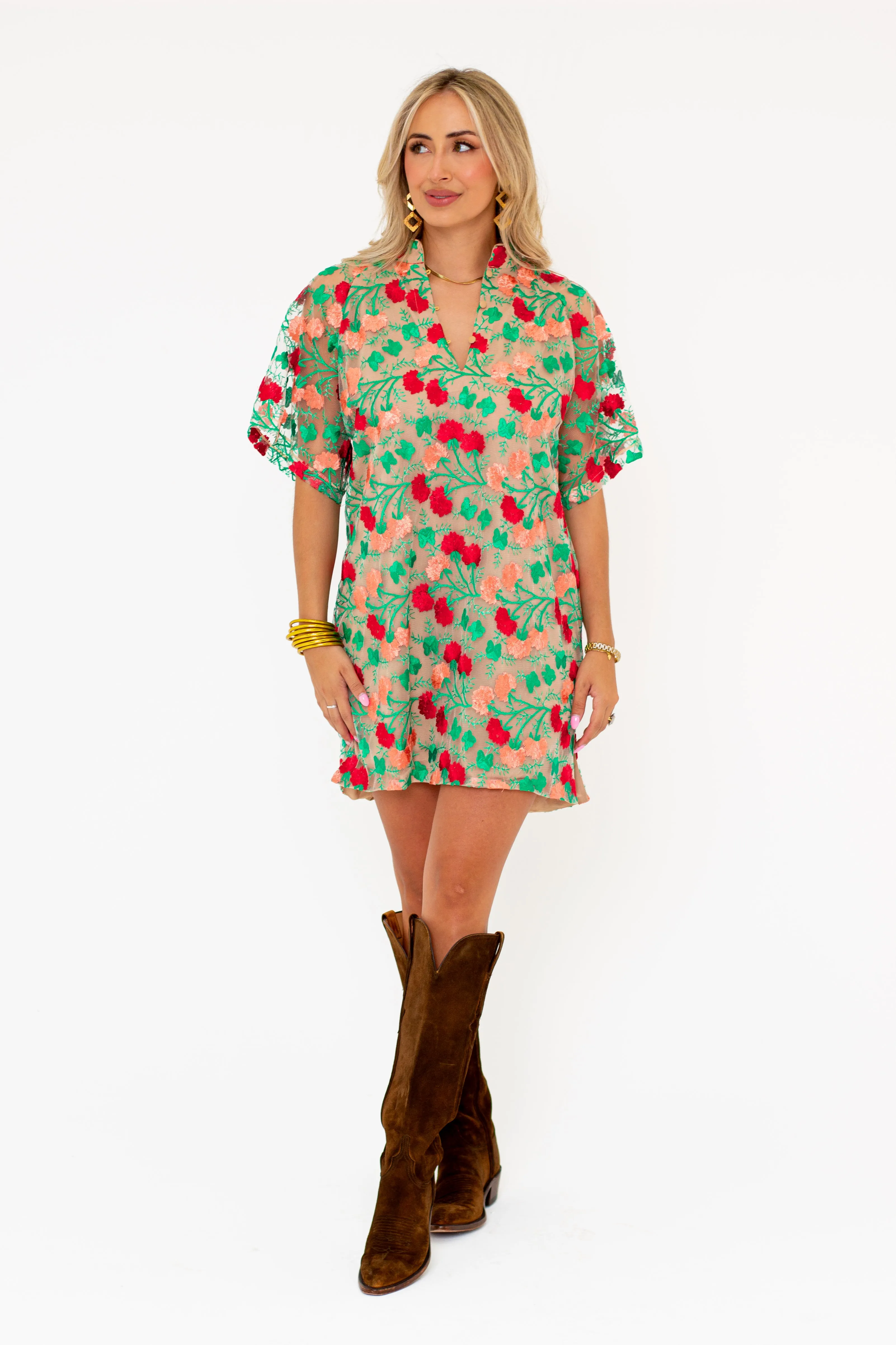 Lulu Short Sleeve Mini Caftan- Precious Coral sold by Buddy Love product image thumbnail 4