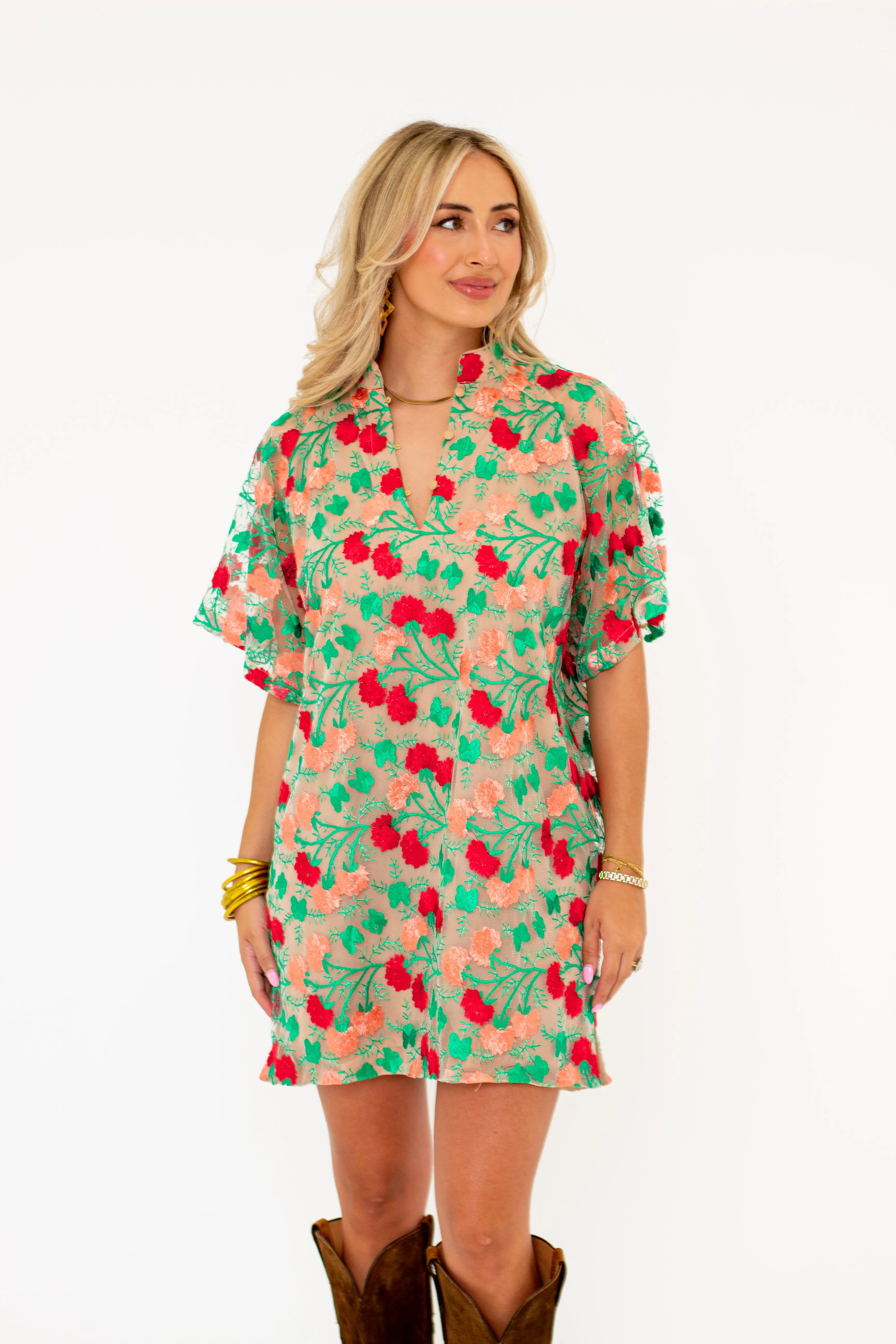 Lulu Short Sleeve Mini Caftan- Precious Coral sold by Buddy Love product image thumbnail 3