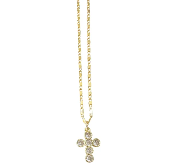 Stevie Bubble Cross Necklace - Gold sold by Buddy Love