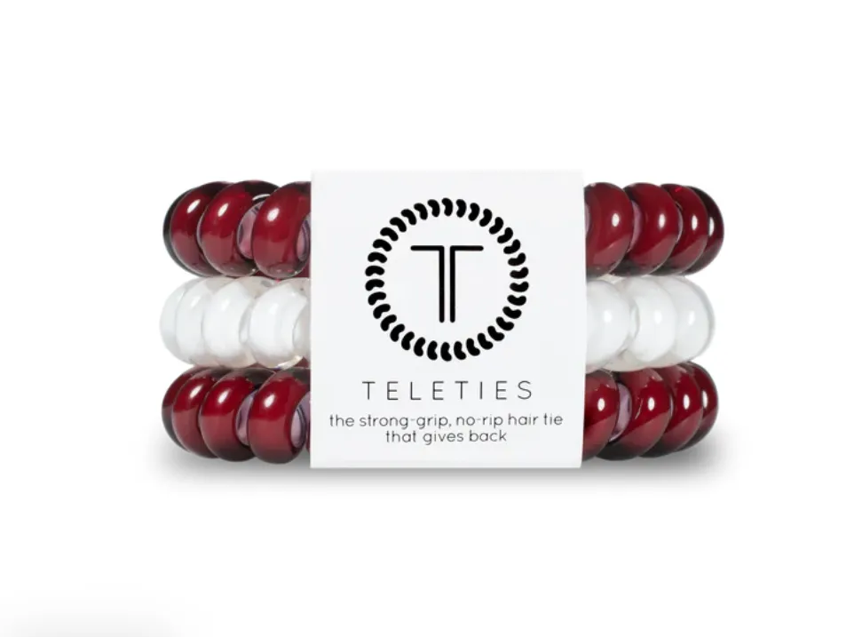 Teleties Large Ponytail Holder - Maroon/White sold by Buddy Love