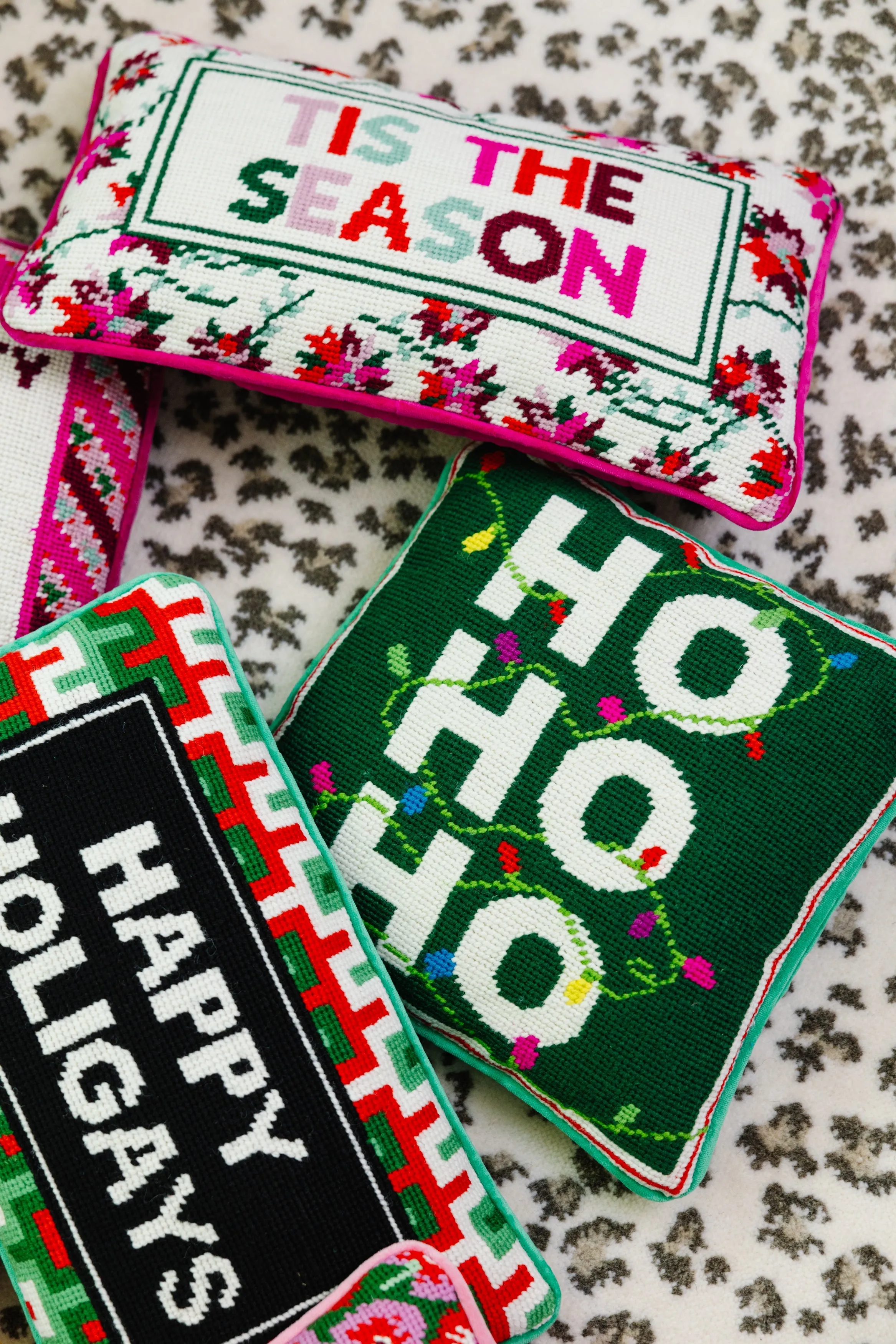 Ho Ho Ho Needlepoint Pillow sold by Buddy Love product image thumbnail 5