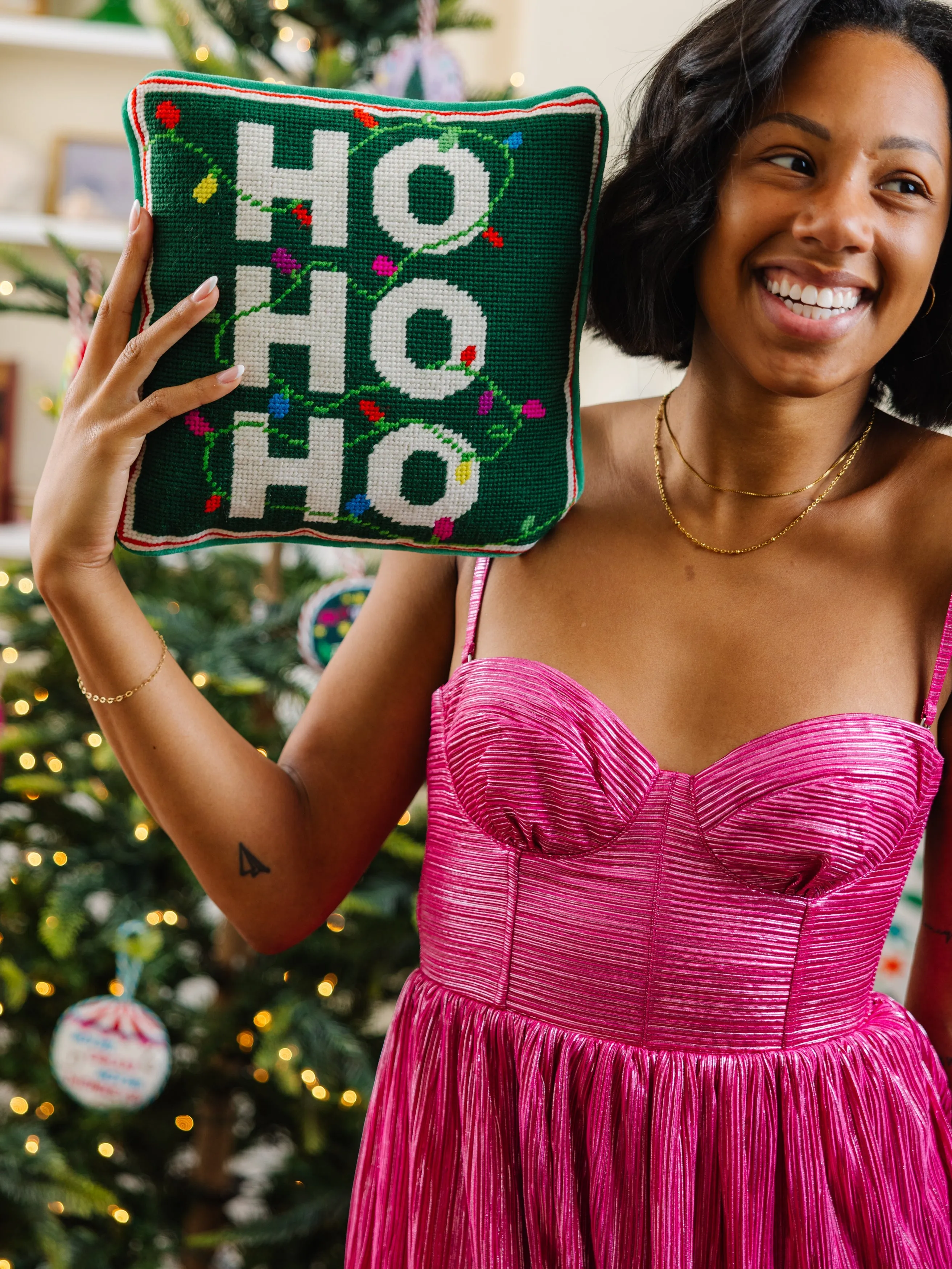 Ho Ho Ho Needlepoint Pillow sold by Buddy Love