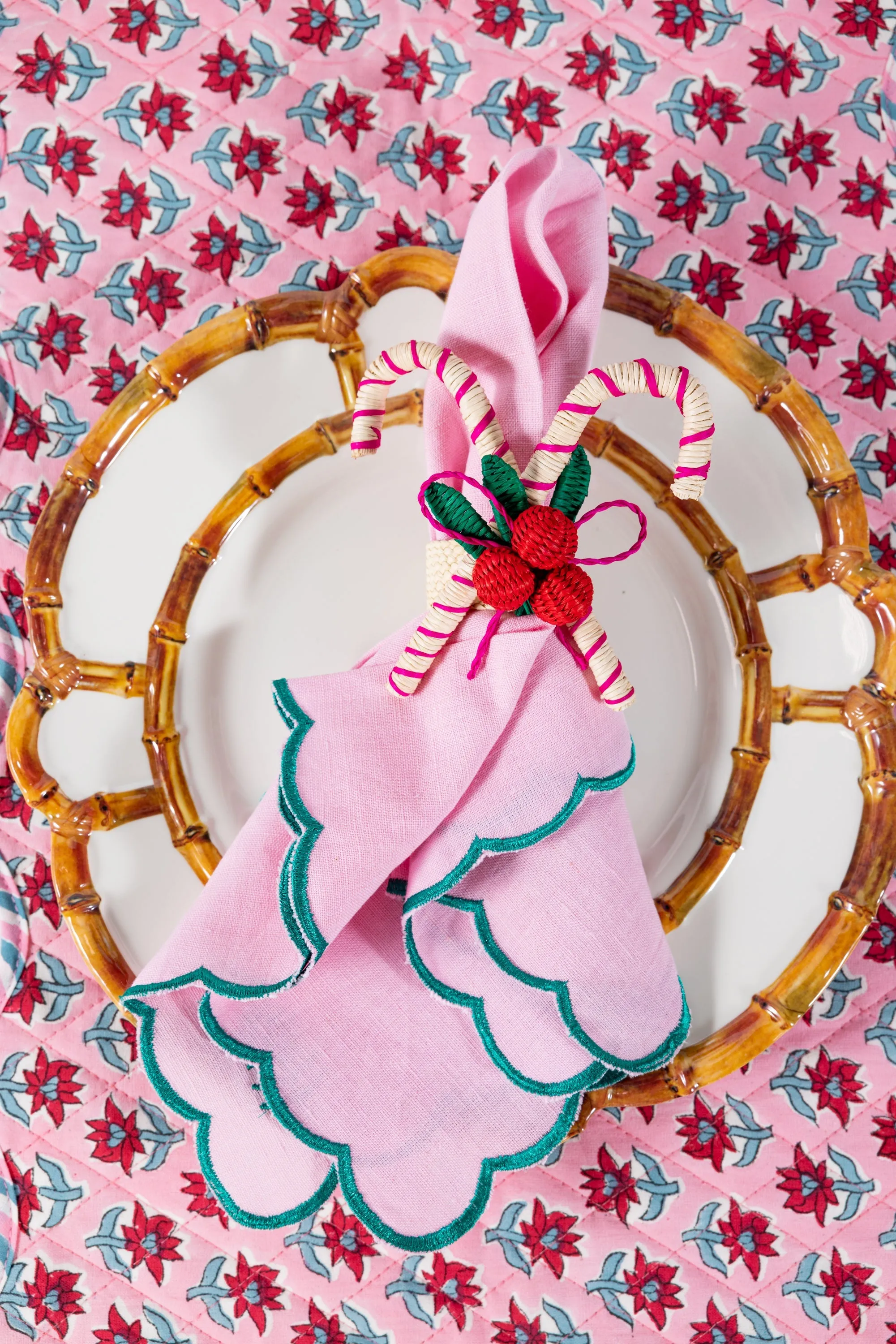 Raffia Napkin Ring - Candy Cane sold by Buddy Love product image thumbnail 2