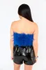 Fancy Strapless Feather Crop Top - Royal Blue sold by Buddy Love