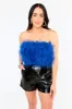 Fancy Strapless Feather Crop Top - Royal Blue sold by Buddy Love