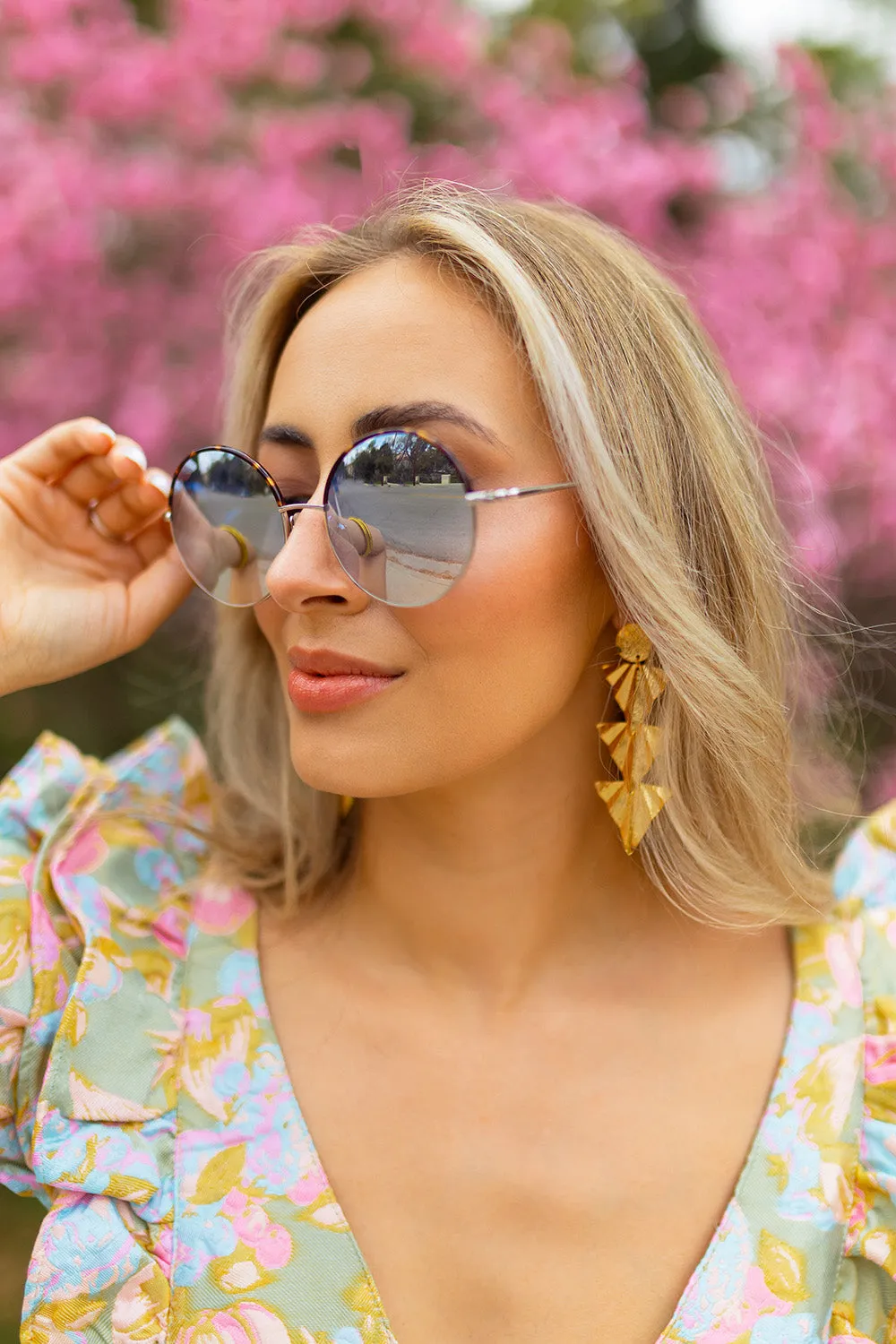 Farrah Round Metal Sunglasses - Blue sold by Buddy Love product image thumbnail 2