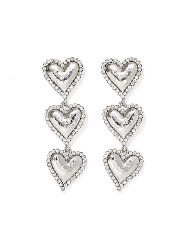 Layla Heart Drop Earrings - Silver sold by Buddy Love