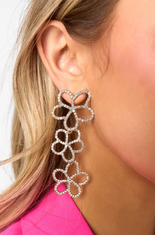 Reagan Flower Drop Earrings - Clear made by Buddy Love