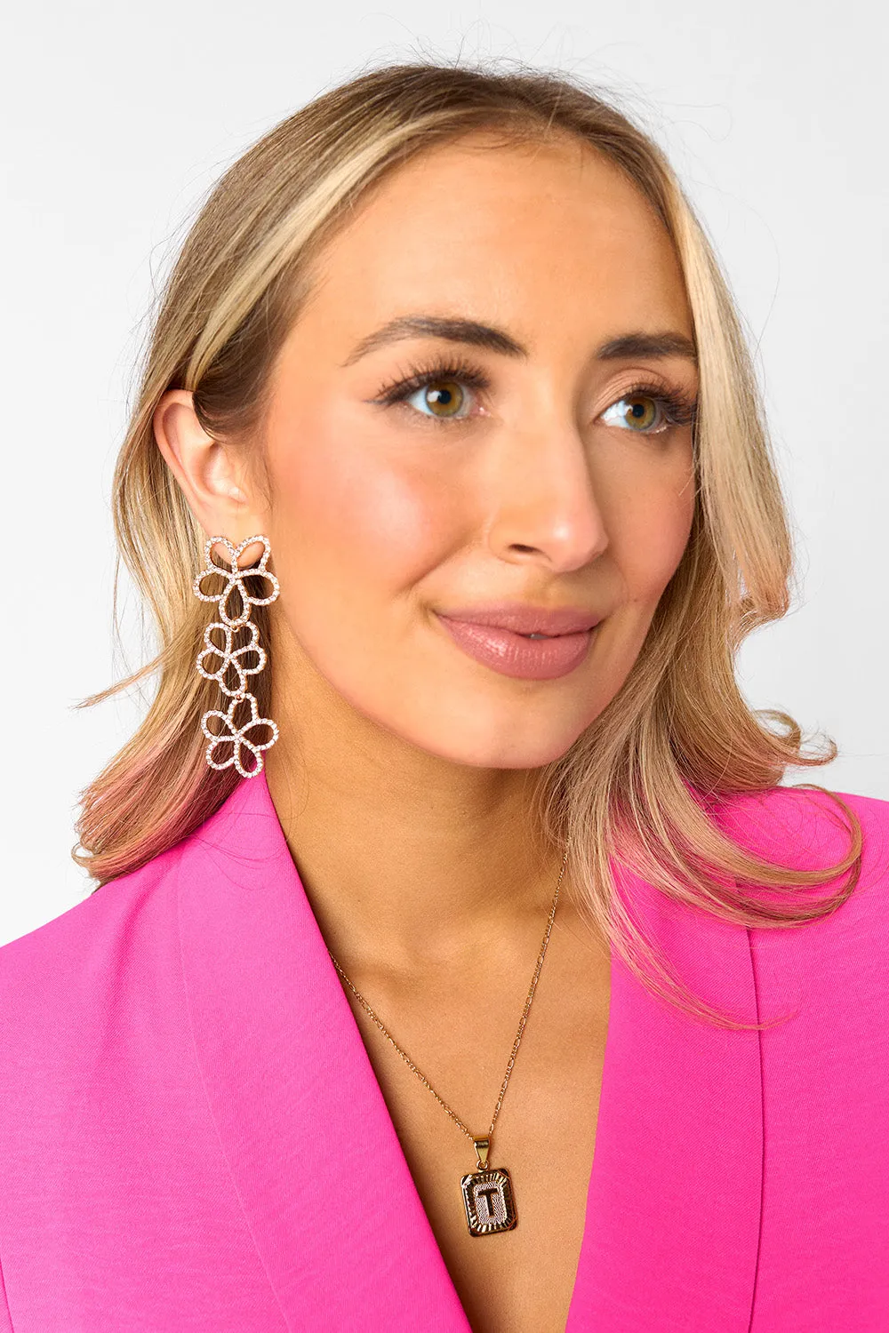 Reagan Flower Drop Earrings - Clear sold by Buddy Love product image thumbnail 2