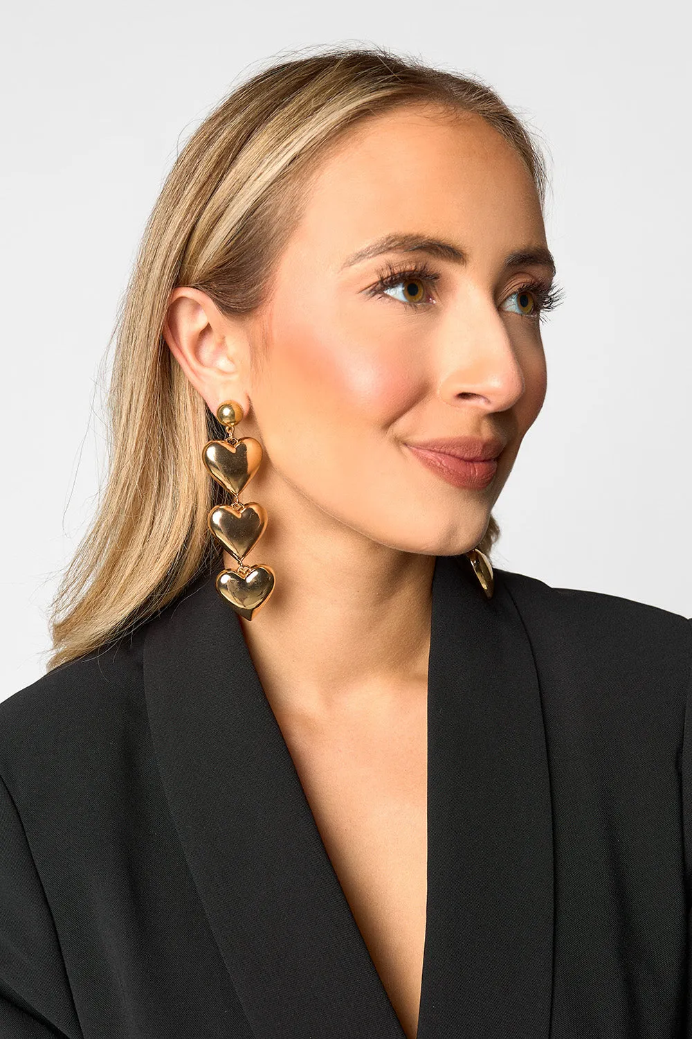 Brynn Heart Drop Earrings - Gold sold by Buddy Love product image thumbnail 4