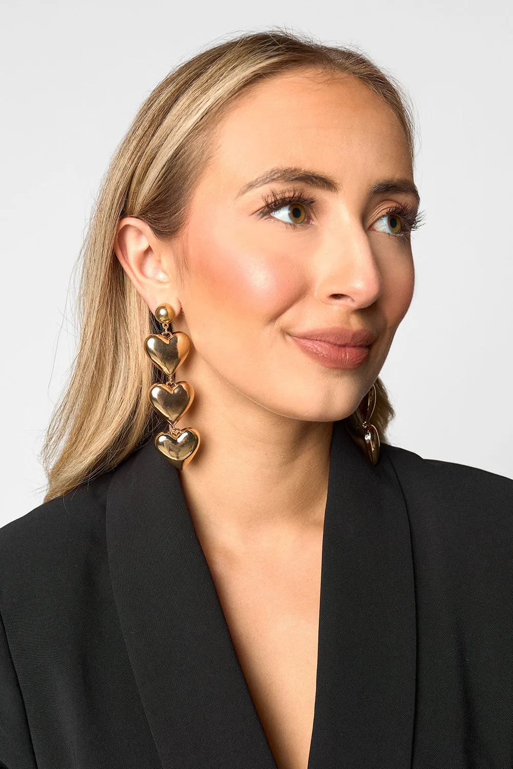 Brynn Heart Drop Earrings - Gold sold by Buddy Love product image thumbnail 3