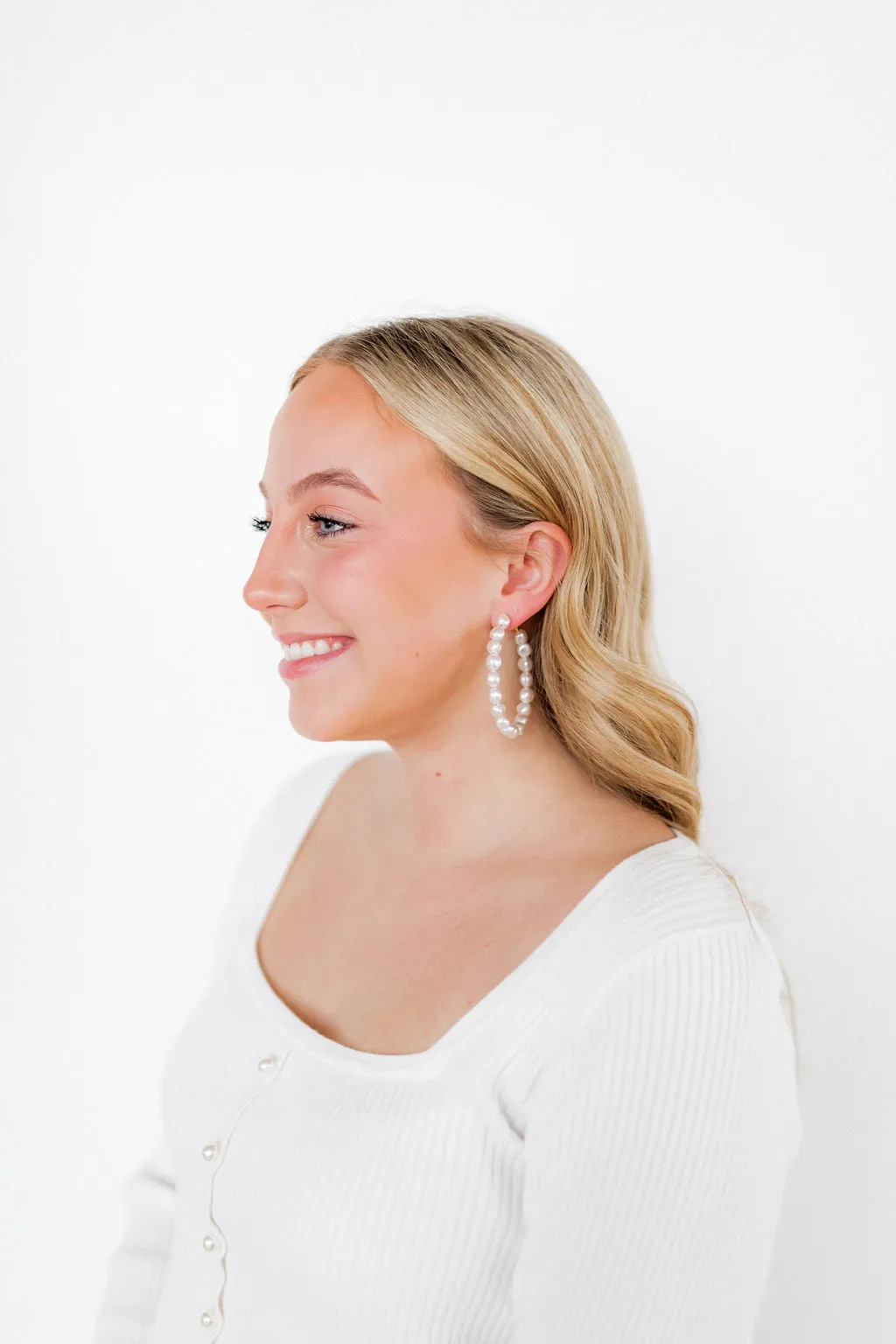 Jodi Pearl Hoop Earrings sold by Buddy Love product image thumbnail 3