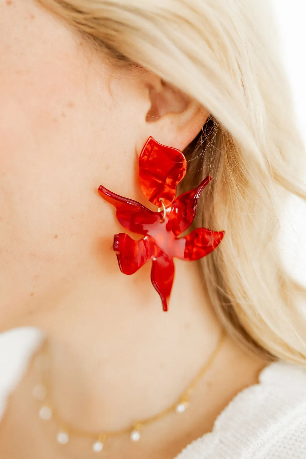 Flora Statement Earrings - Pearlized Red sold by Buddy Love product image thumbnail 2