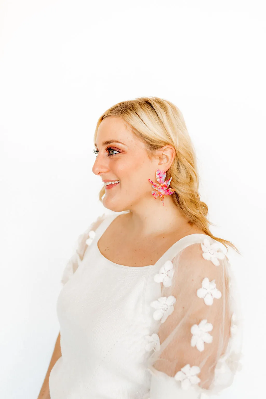 Flora Statement Earrings - Pink Sprinkles sold by Buddy Love product image thumbnail 5