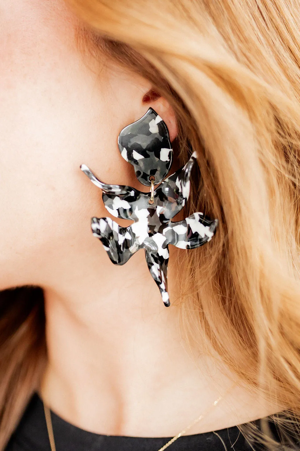 Flora Statement Earrings - Black & White sold by Buddy Love product image thumbnail 2
