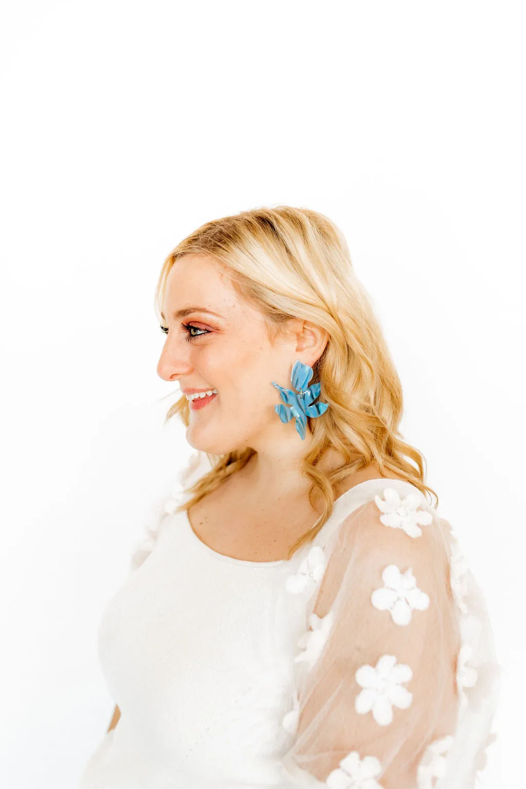 Flora Statement Earrings - Blue Iris sold by Buddy Love product image thumbnail 3