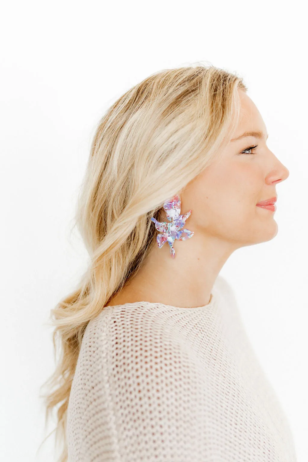 Flora Statement Earrings - Lavender Sea Glass sold by Buddy Love product image thumbnail 3