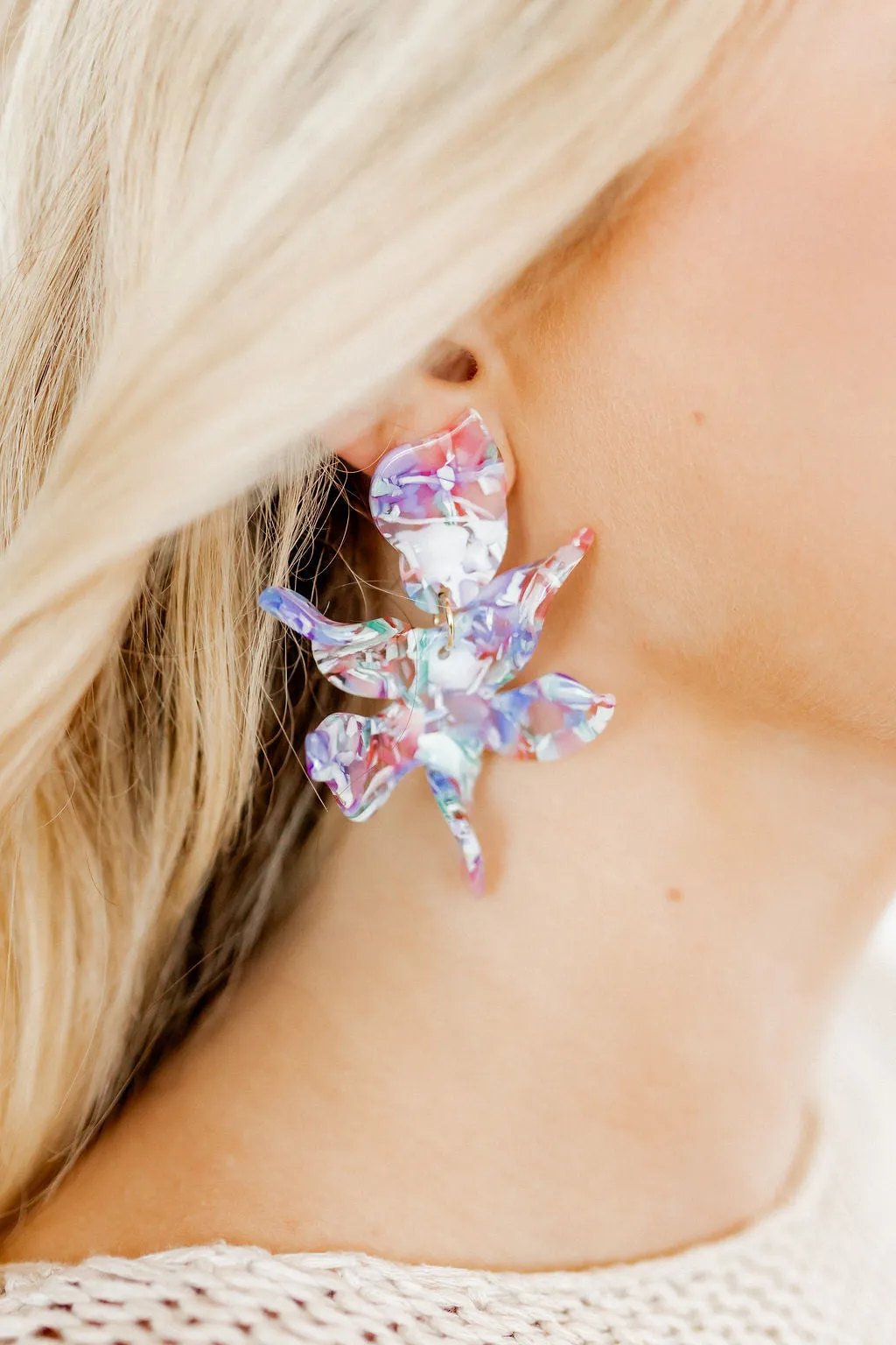 Flora Statement Earrings - Lavender Sea Glass sold by Buddy Love product image thumbnail 2