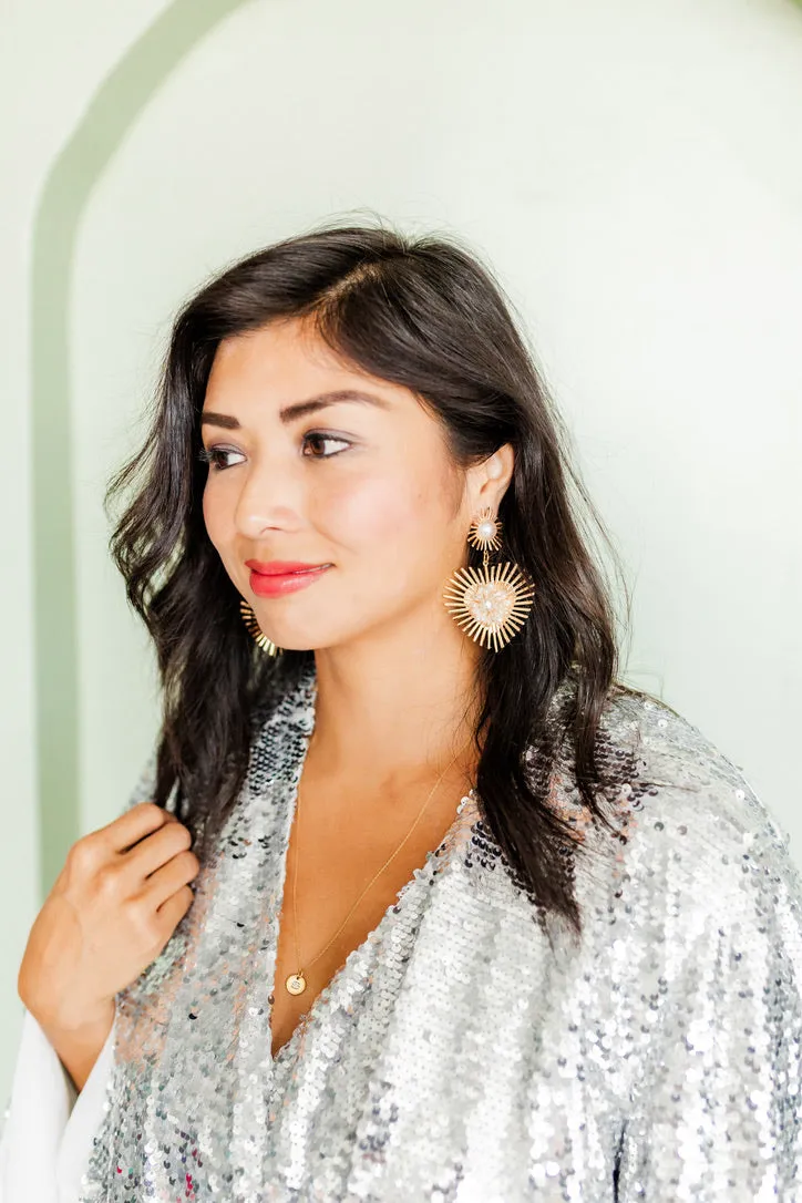 Fiona Pearl Heart Statement Earrings sold by Buddy Love product image thumbnail 3