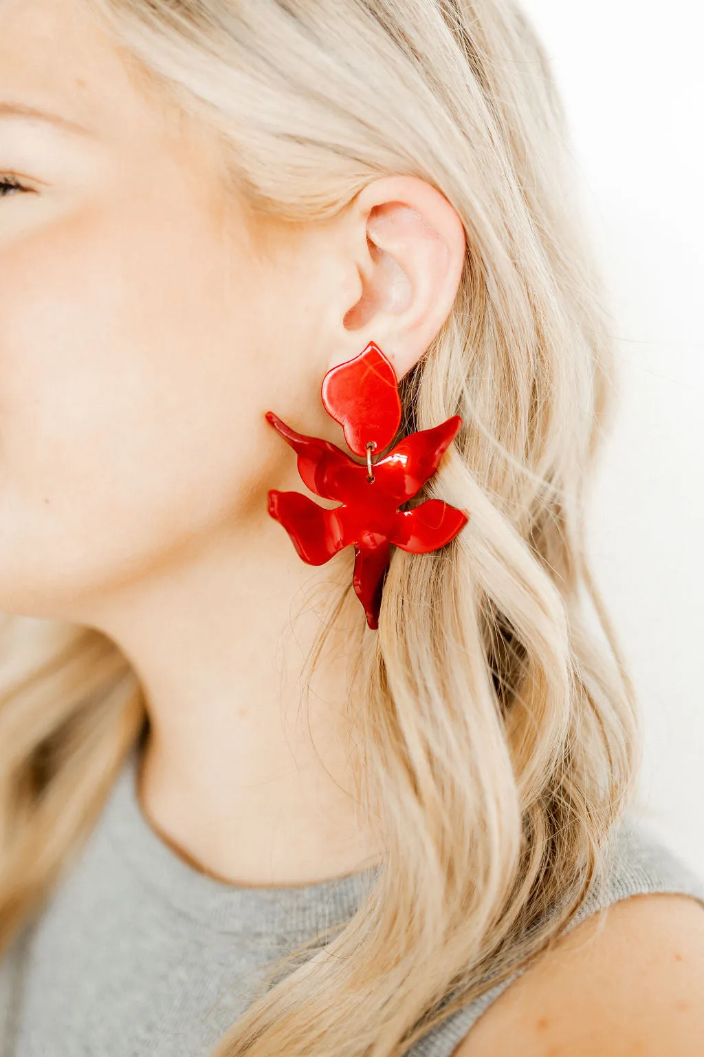Flora Statement Earrings - Crimson sold by Buddy Love product image thumbnail 5