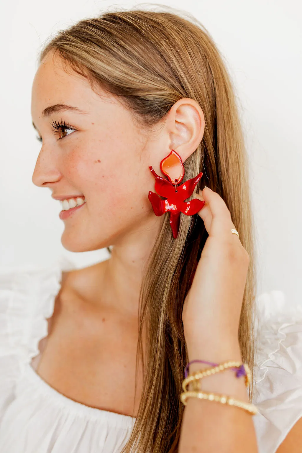 Flora Statement Earrings - Crimson sold by Buddy Love product image thumbnail 3