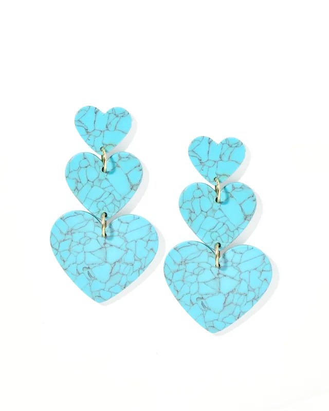Penny Heart Drop Statement Earring - Turquoise made by Buddy Love