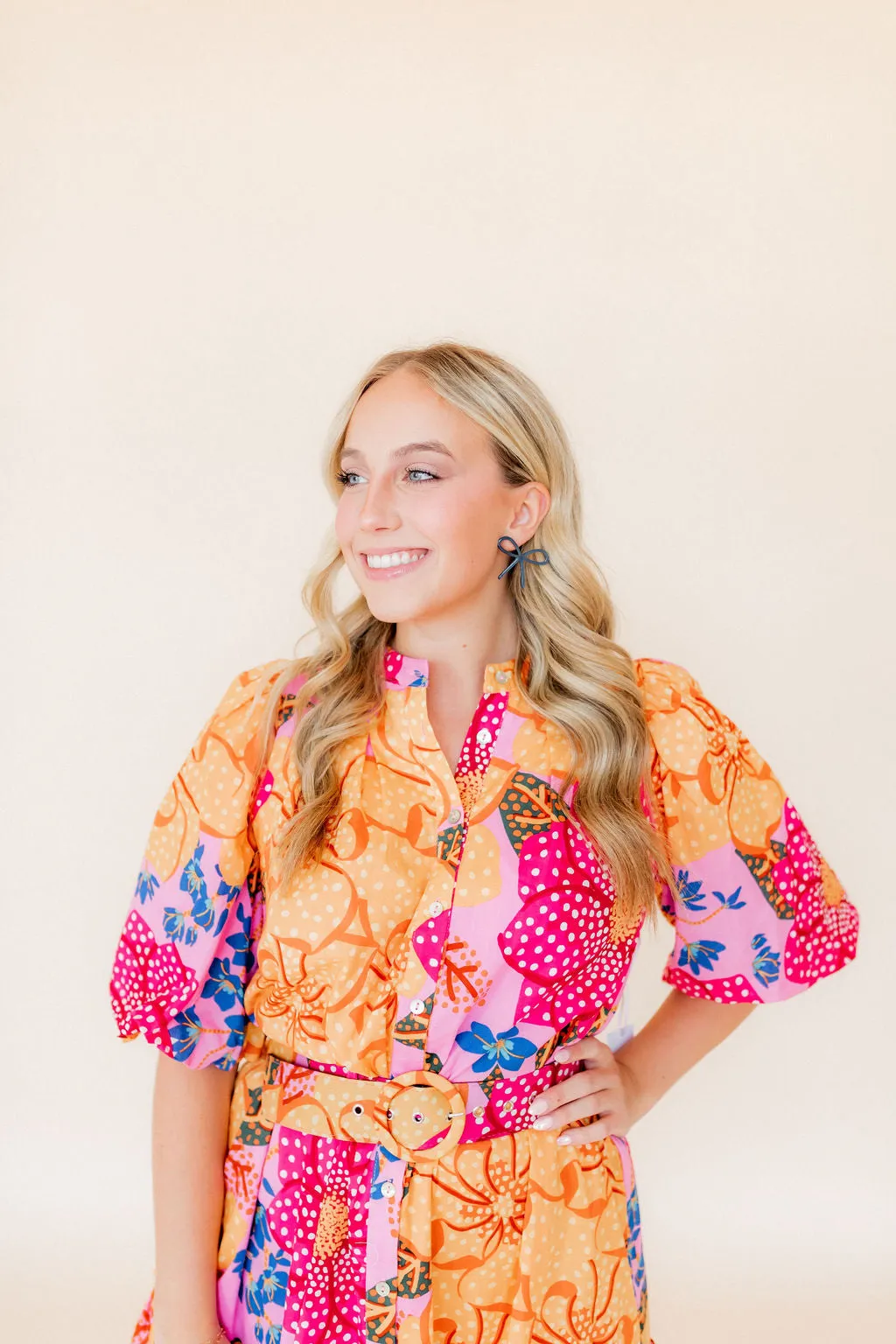 Lola Bow Earrings - Navy sold by Buddy Love product image thumbnail 3