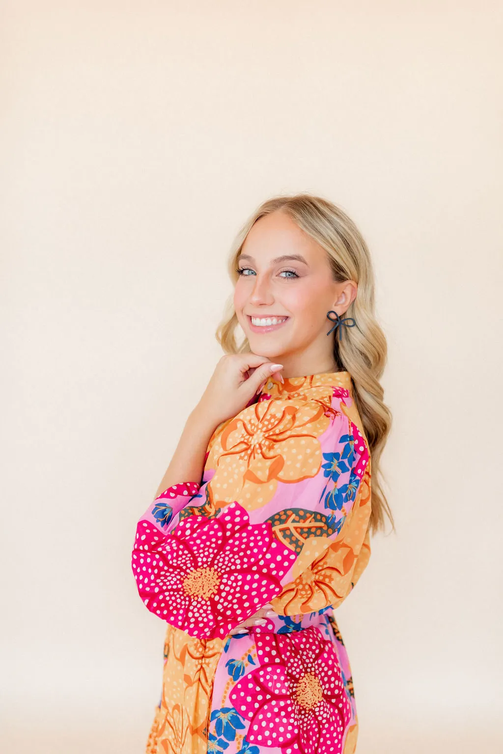 Lola Bow Earrings - Navy sold by Buddy Love product image thumbnail 5