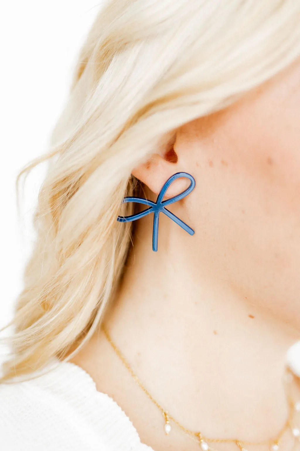 Lola Bow Earrings - Navy sold by Buddy Love product image thumbnail 2