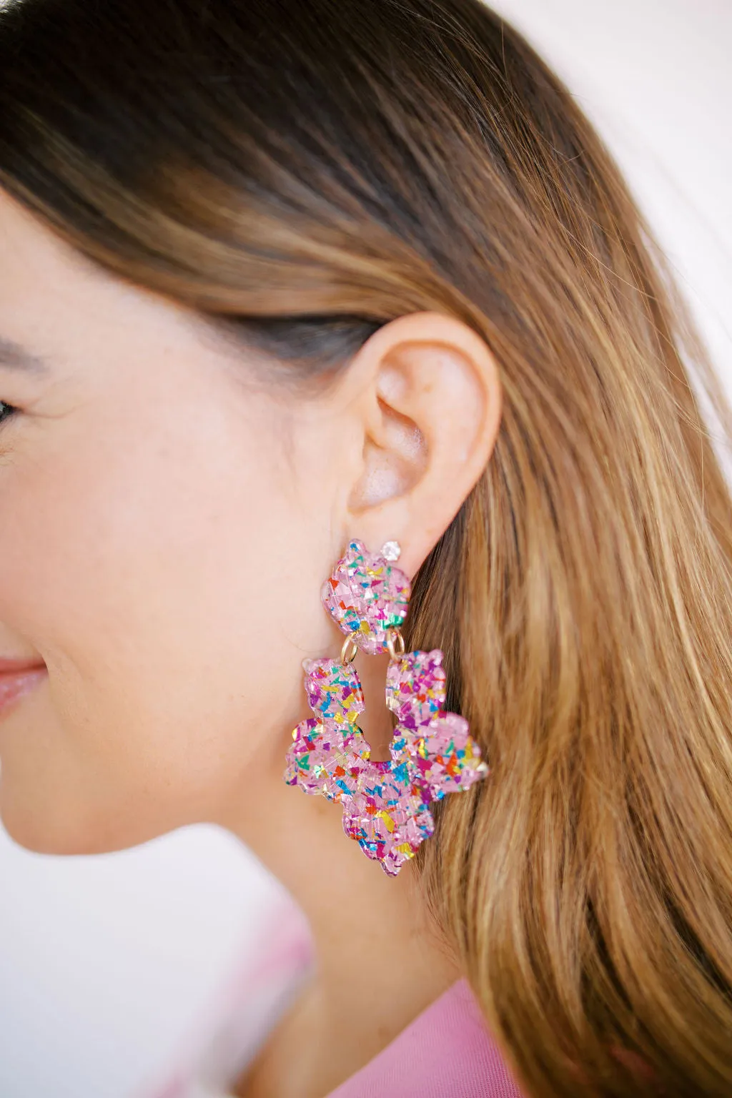 Michelle Statement Earring - Pink Birthday Confetti sold by Buddy Love product image thumbnail 4