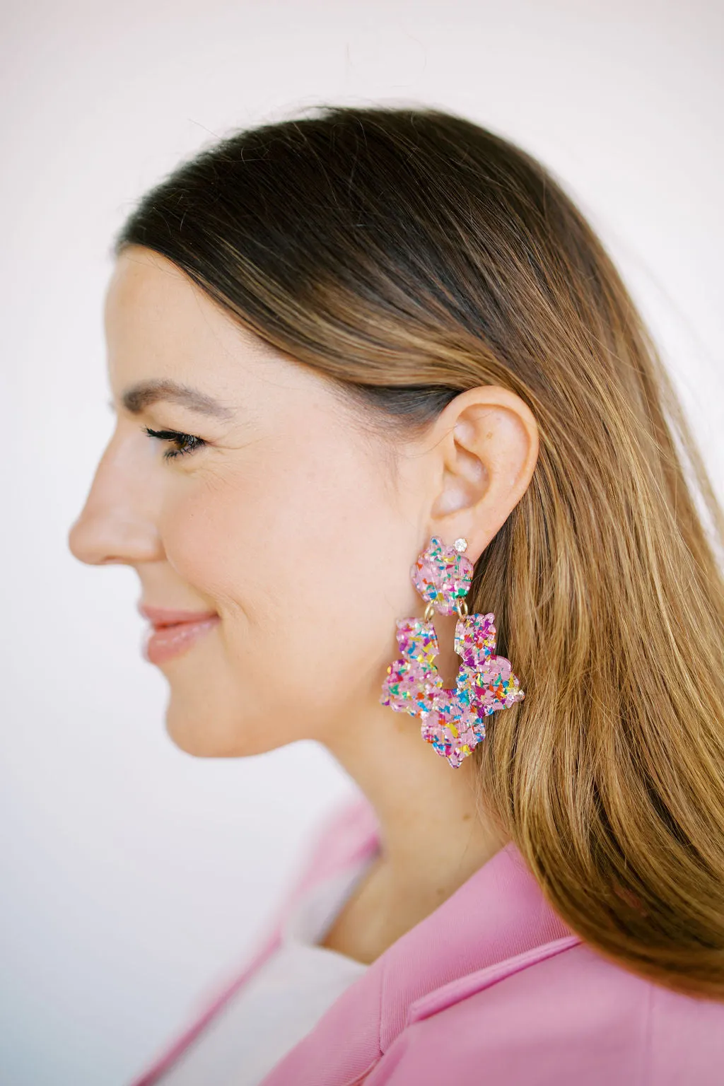 Michelle Statement Earring - Pink Birthday Confetti sold by Buddy Love product image thumbnail 5