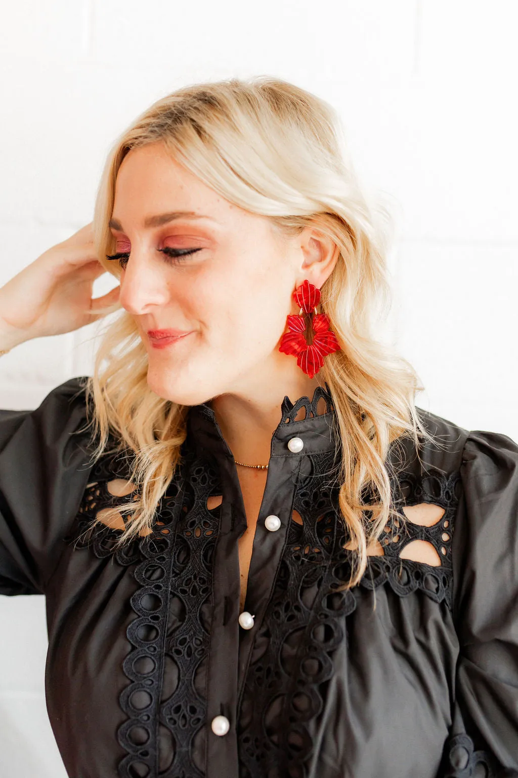 Michelle Statement Earring - Pearlized Red sold by Buddy Love product image thumbnail 4