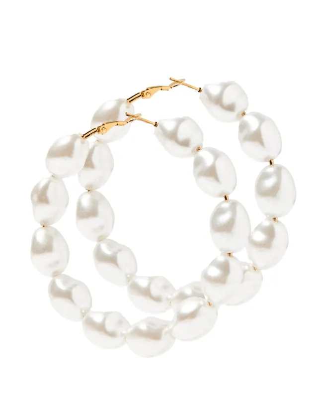 Macy Pearl Hoop Earring made by Buddy Love