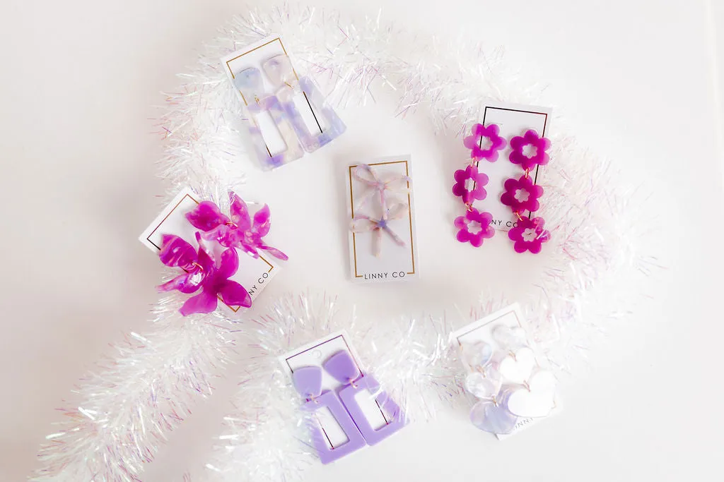 Lola Bow Earrings - Purple Sprinkles sold by Buddy Love product image thumbnail 4