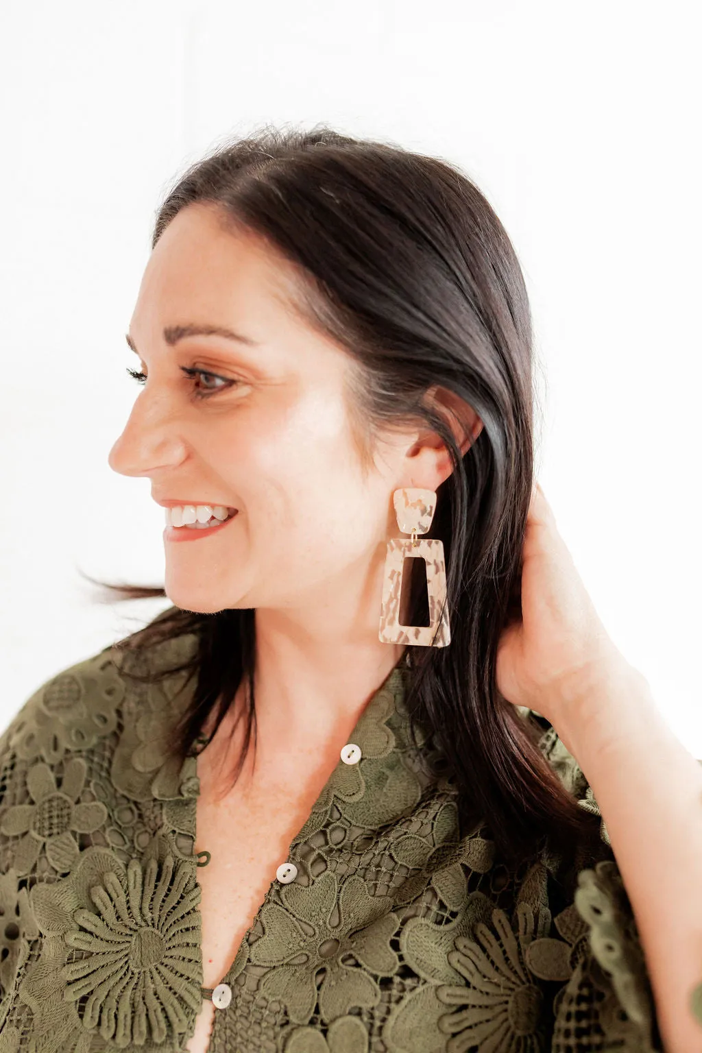 Kennedy Statement Earring - Champagne Checkered sold by Buddy Love product image thumbnail 5