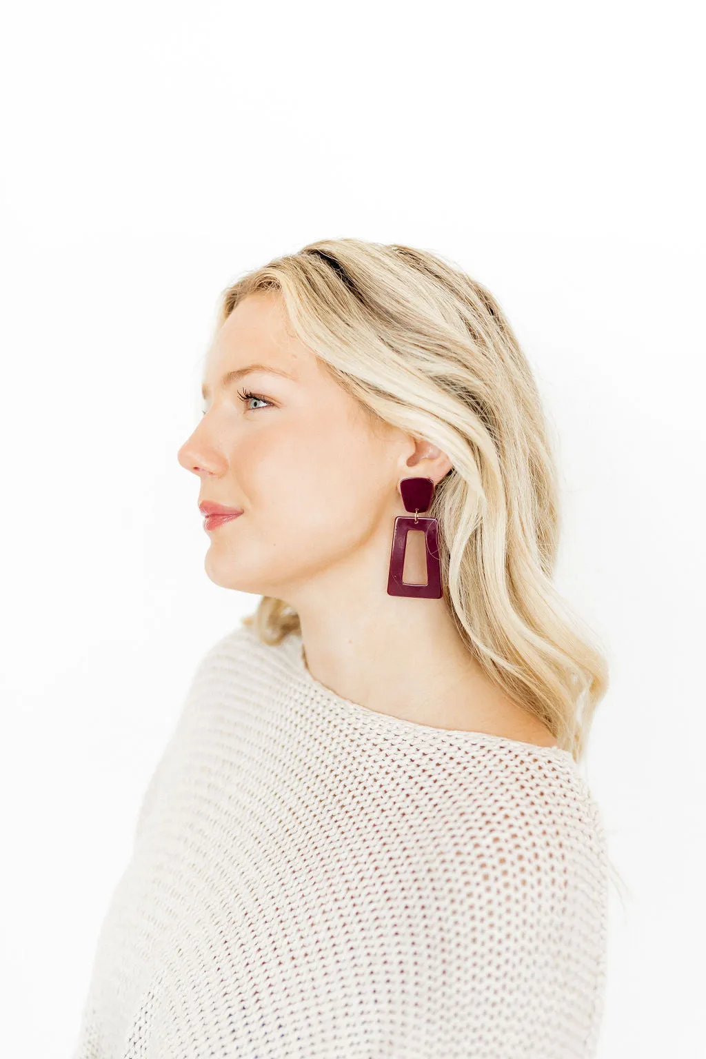 Kennedy Statement Earring - Maroon sold by Buddy Love product image thumbnail 3