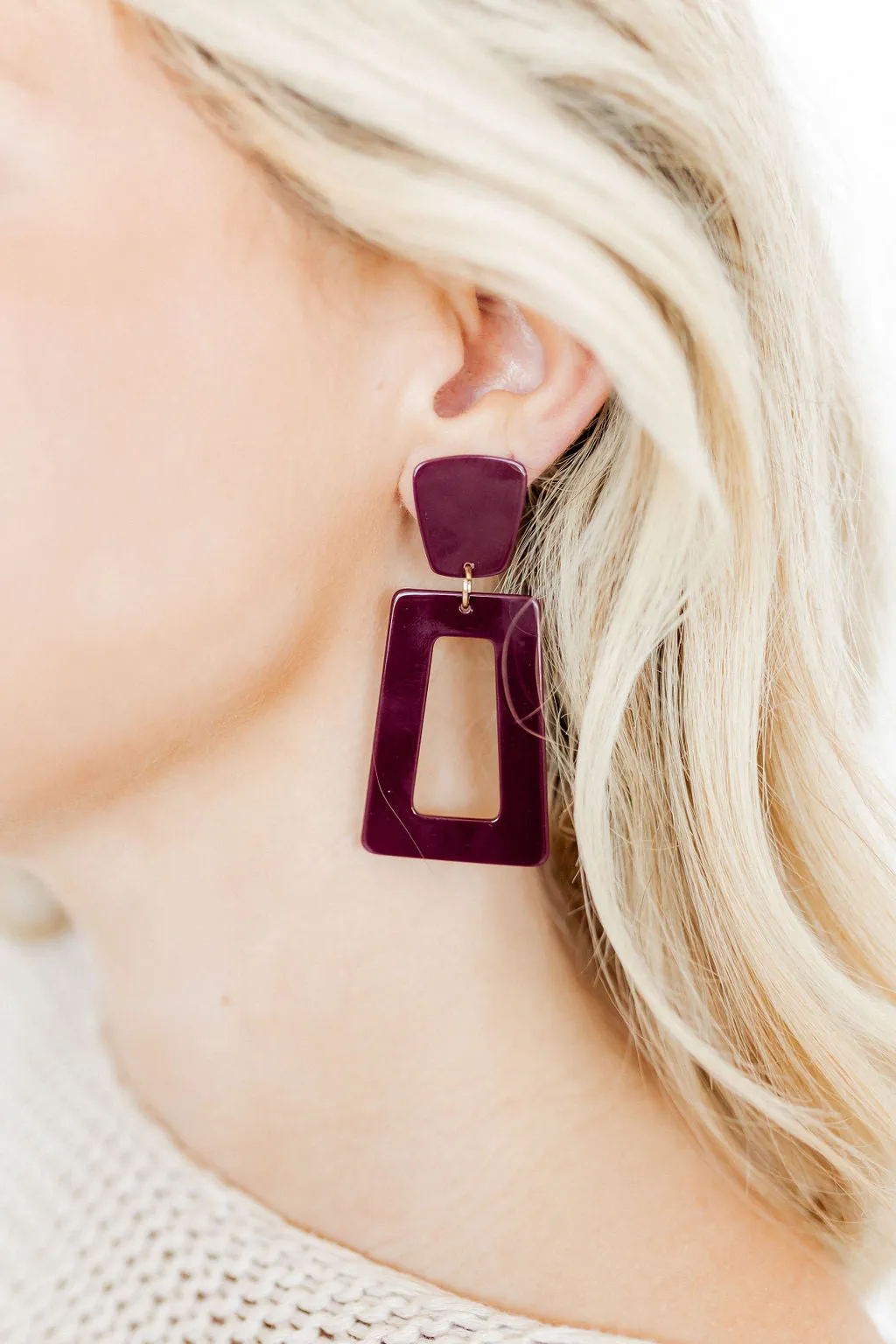 Kennedy Statement Earring - Maroon sold by Buddy Love product image thumbnail 2