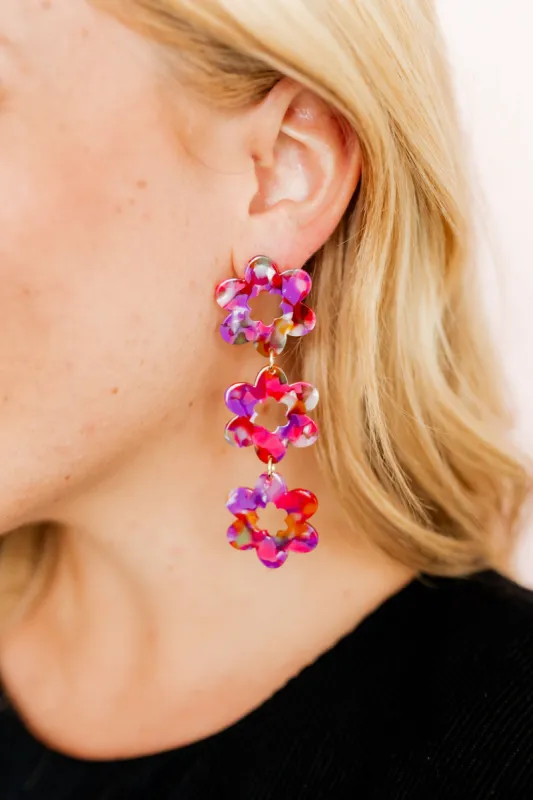 Zoey Flower Drop Earring - Pink Multi sold by Buddy Love
