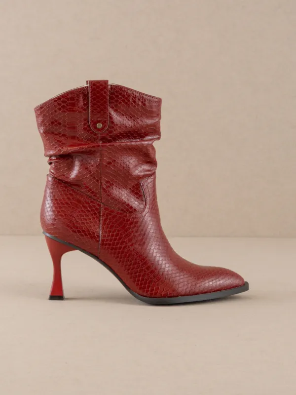 The Jolene | Red Kitten Heeled Western Boot sold by Buddy Love