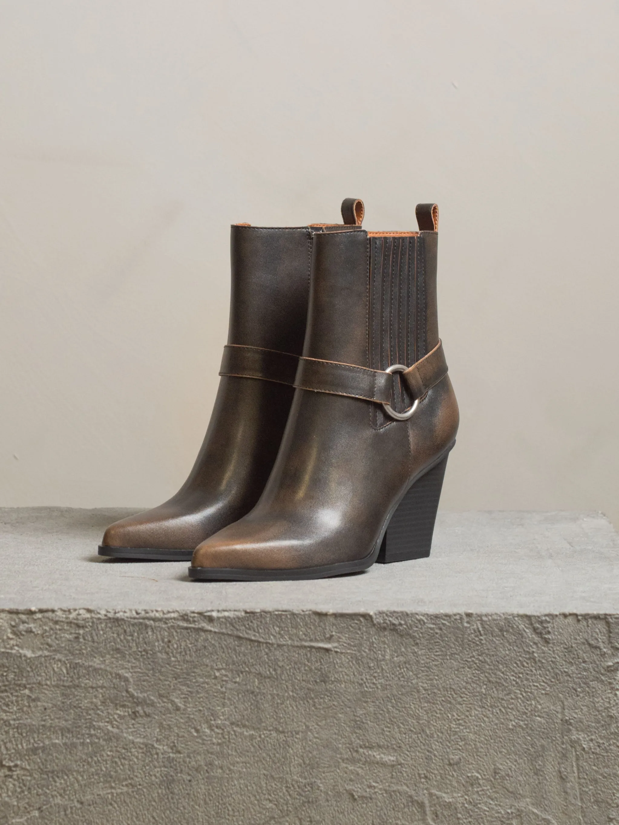 The Carson | Brown Distressed Leather Moto Bootie sold by Buddy Love product image thumbnail 3