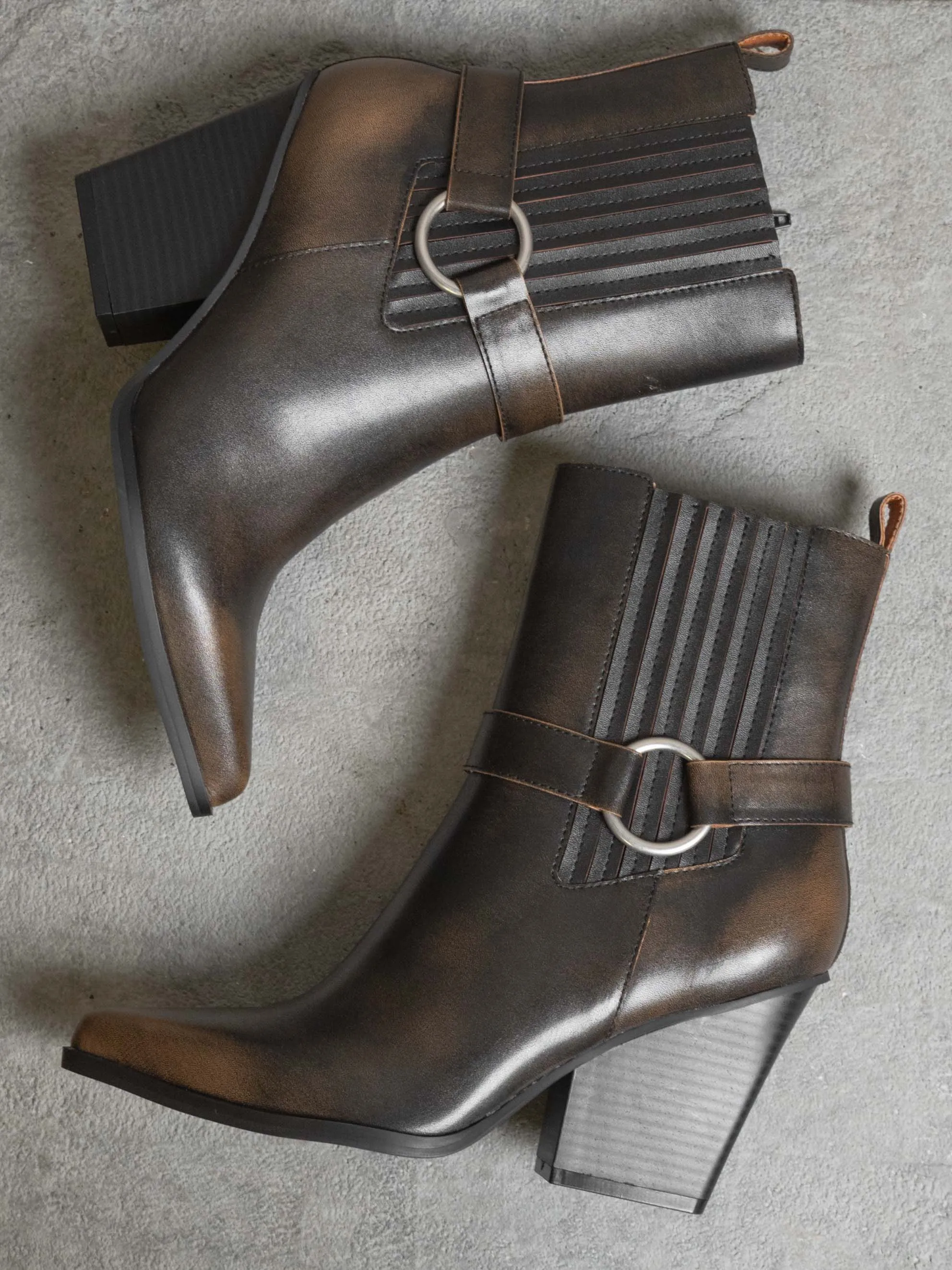 The Carson | Brown Distressed Leather Moto Bootie sold by Buddy Love product image thumbnail 4