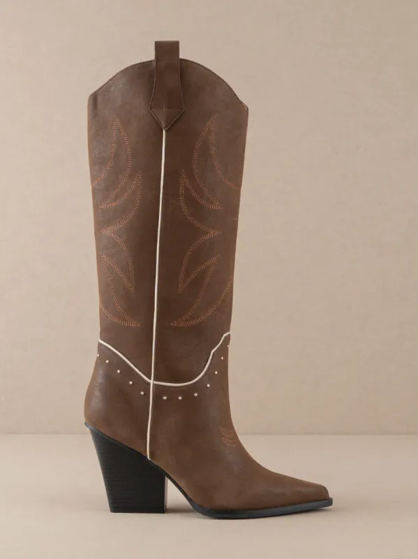 The Ashton | Coffee Cowboy Boot with Flaire sold by Buddy Love