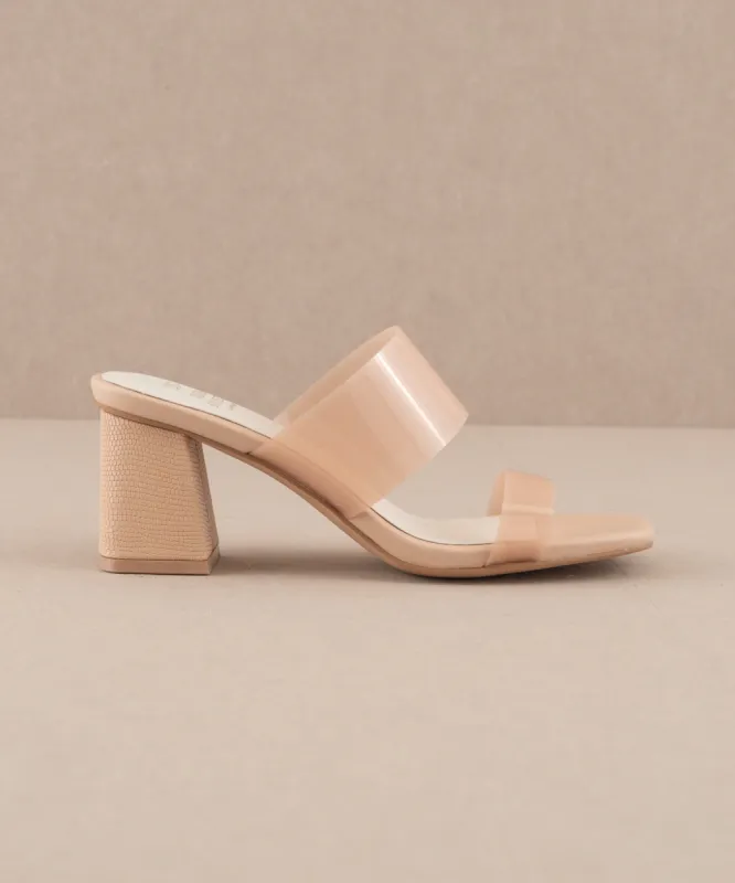 The Bagan | Apricot Transparent Sandal Heel sold by Buddy Love