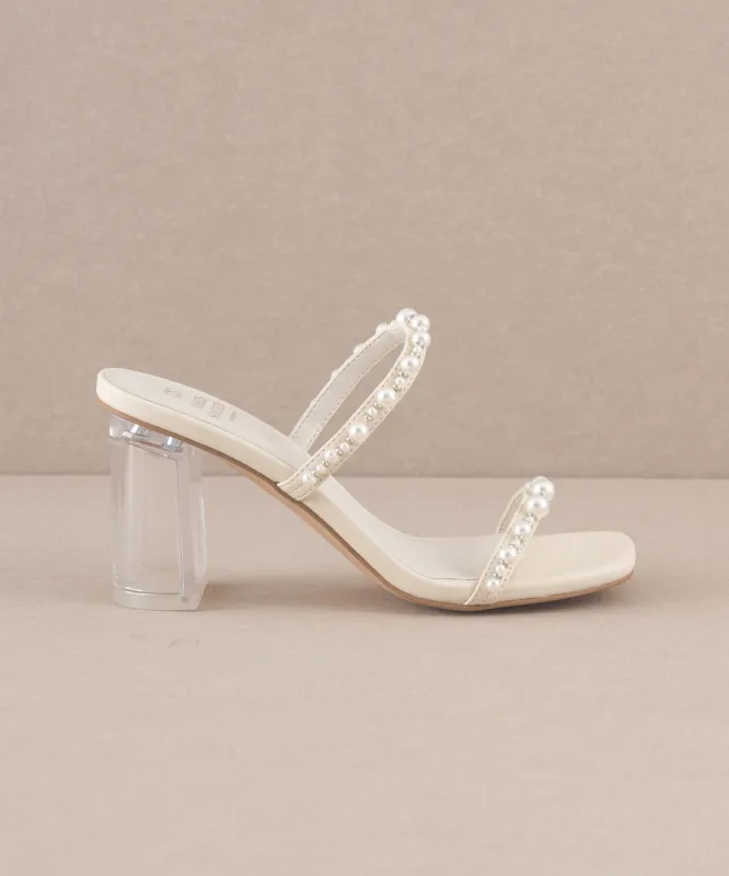 The Mae | Beige Strappy Pearl Heel sold by Buddy Love