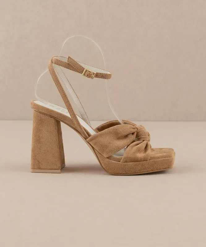 The Zoey | Almond knotted band platform  heel sold by Buddy Love