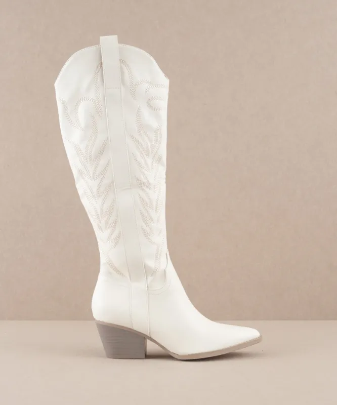 The Samara | White Embroidered Tall Boot sold by Buddy Love
