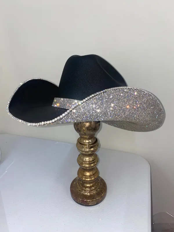 Black Cowgirl Hat with Crystal Rhinestones sold by Buddy Love